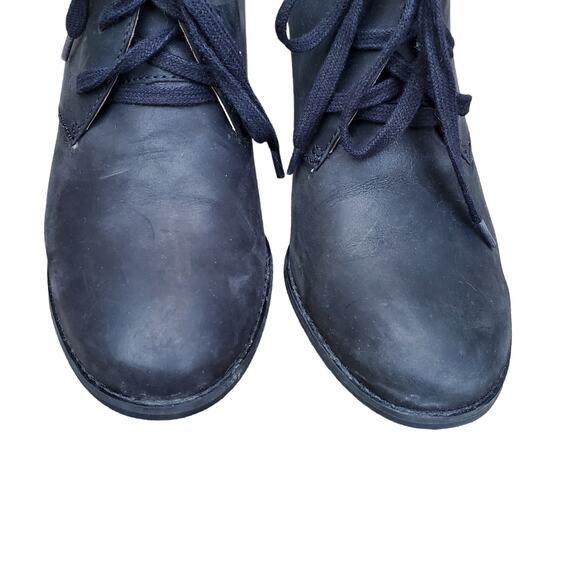Clarks Indigo Black Leather Lace Up Block Heel Ankle Boot Bootie Sz 8.5 - Picture 5 of 10
